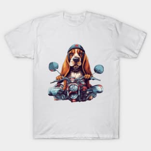 Cute basset hound biker dog gift ideas T-Shirt